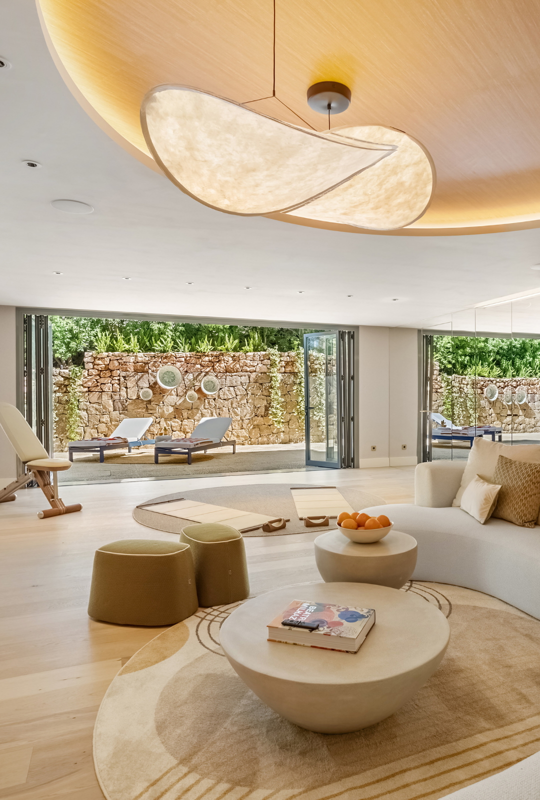 Private gym and entertainment area in a luxury villa